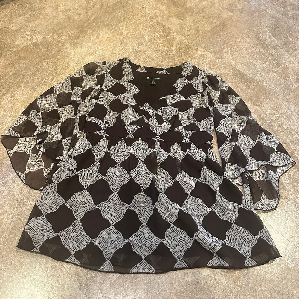 INC International Concept Sheer Overlay Baby Doll Side Zipper Shirt - Size 2